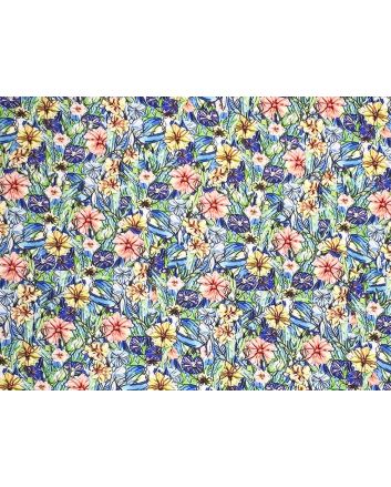 Allover Roses Printed Linen Blend