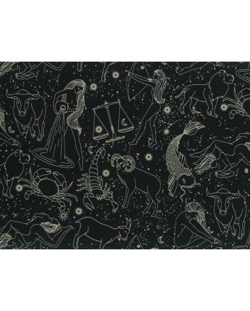 Astrology Signs Cotton Print, Black