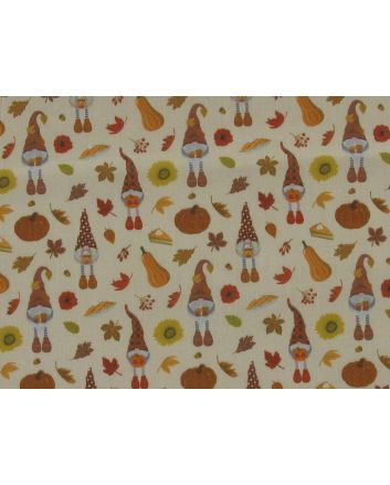 Autumn Gnome Polycotton Print, Beige
