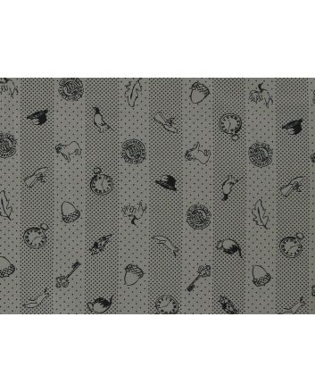 Autumn Icons Suiting Cotton Print, Silver