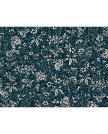 Autumn Leaves Cotton Print, Teal