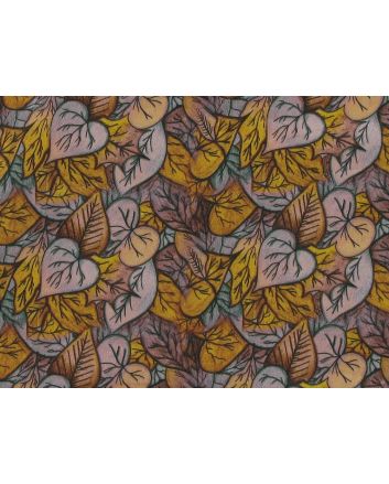 Autumn Leaves Sketch Cotton Satin Print, Rustic