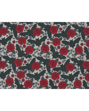 Bats n Roses Polycotton Print, White
