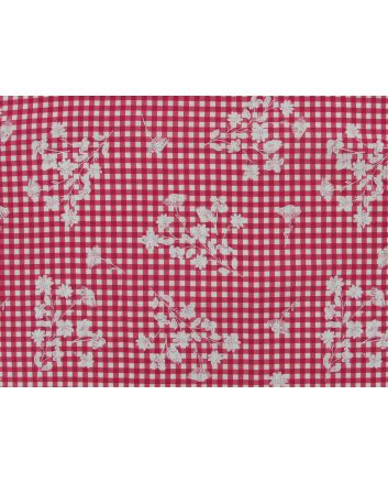 Berry Gingham Viscose Print, Raspberry