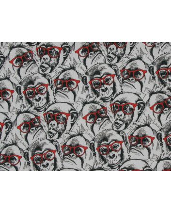 Bespectacled Chimps Printed Cotton