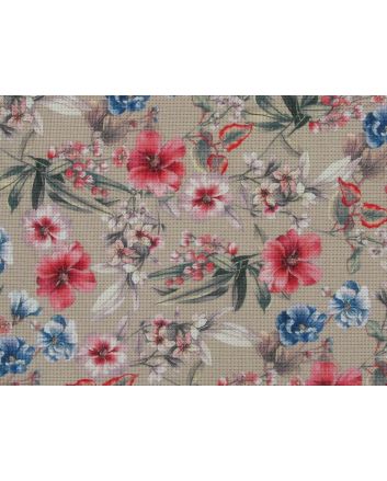 Blossom Burst Mini Waffle Cotton Jersey, Beige