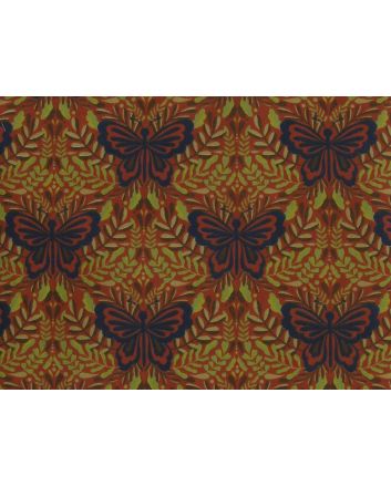 Butterfly Bouquet Polycotton Print, Rust