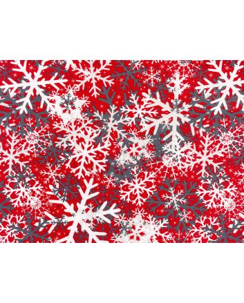 Camo Snowflakes Cotton Print, Red