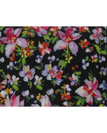 Carnation Garden Cotton Lawn, Black