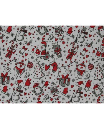 Christmas Friends Polycotton Print, White