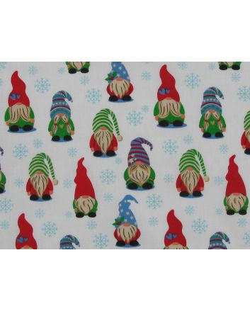Christmas Gonk Polycotton Print, White