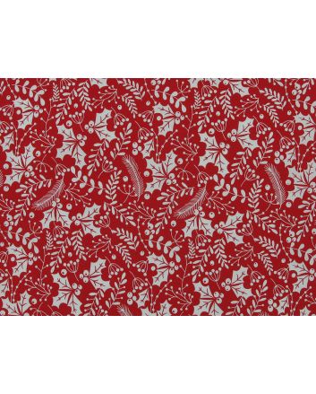 Christmas Holly Silhouette Polycotton Print, Red
