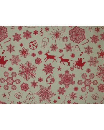 Christmas Snowflake Cotton Rich Panama Canvas, Natural