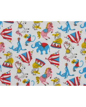 Circus Fun Polycotton Print, White