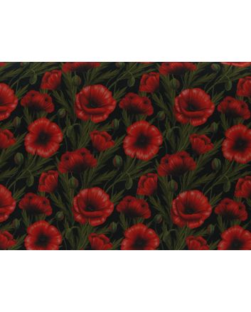 Classic Poppy Field Cotton Print, Black