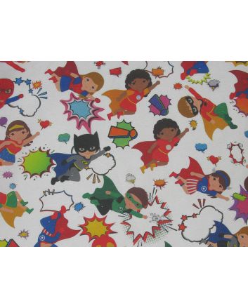 Comic Zazzle Cotton Rich Panama Canvas, Superhero Kids