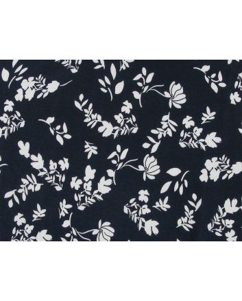 Contour Floral Viscose Print, Navy