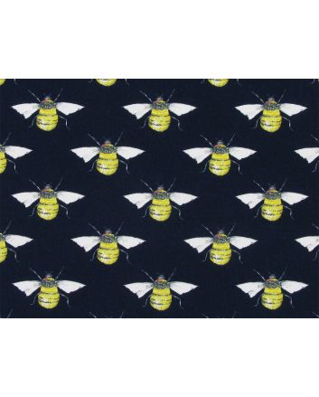 Busy Bees Cotton Poplin Print, Navy