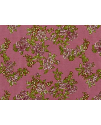 Country Garden Gold Foil Viscose Print, Pink