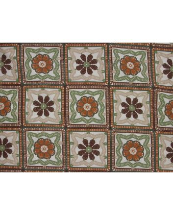 Crochet Squares Cotton Viscose Print, Cream