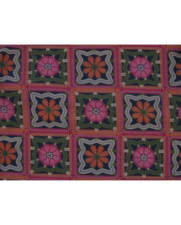 Crochet Squares Cotton Viscose Print, Navy