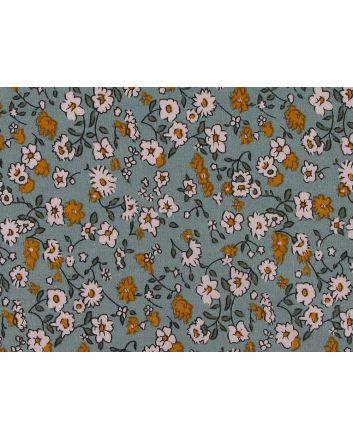 Daisy Parade Viscose Poplin Print, Steel Blue