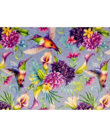 Digital Print Soft Huggle Fleece, Floral Hummingbird