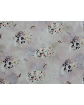 Skulls and Roses French Terry, Pastel