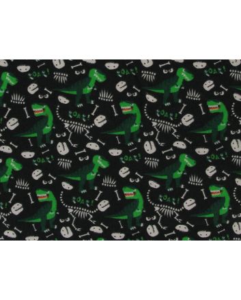 Dinosaur Bones Brushed Cotton Rich Winceyette, Black