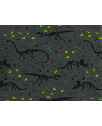 Dinosaur Skeleton Cotton Jersey Print, Grey