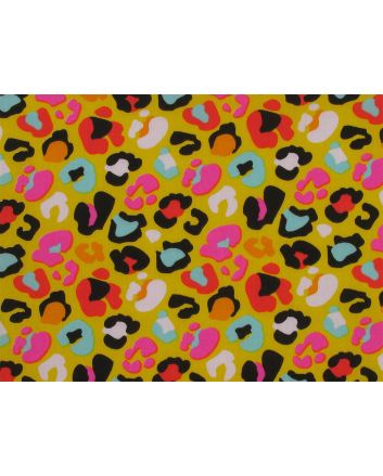 Disco Leopard Print Polycotton Print, Yellow
