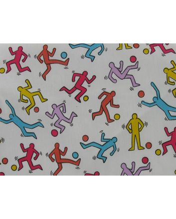 Doodle Ballers Polycotton Print, White