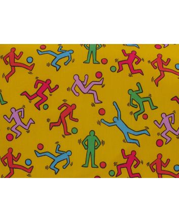 Doodle Ballers Polycotton Print, Yellow