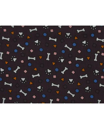 Doodle Dog Shapes Polycotton Print, Dark Purple