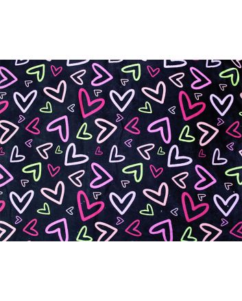 Doodle Hearts Sherpa Backed Snuggle, Black