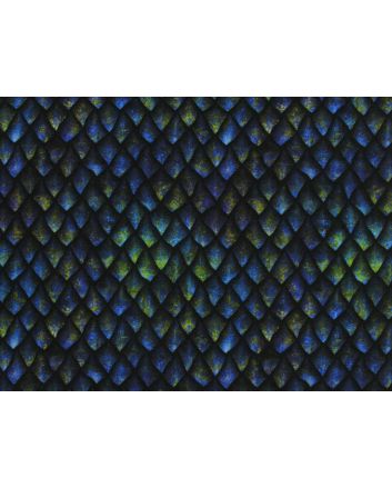 Dragon Scales Cotton Jersey Print, Blue
