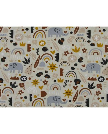 Elephant Rainbows Cotton Jersey Print