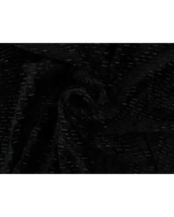 Embossed Dash Stretch Velour Elastique, Black