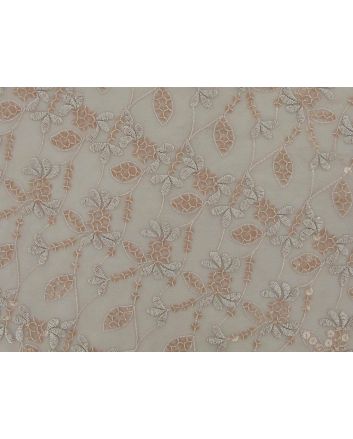 Blossom Bliss Embroidered Scalloped Edged Sequin Tulle, Peach