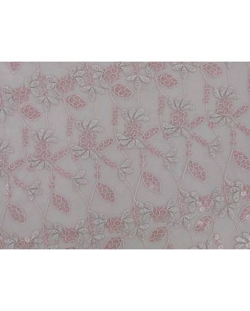 Blossom Bliss Embroidered Scalloped Edged Sequin Tulle, Pink