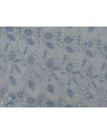 Blossom Bliss Embroidered Scalloped Edged Sequin Tulle, White