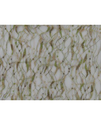 Ivy Vines Embroidered Sequin Mesh, Cadmium