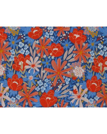 Enchanted Floral Garden Cotton Print, Blue