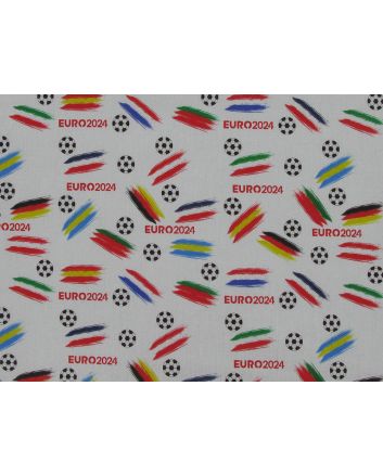 Euro 2024 Football Cotton Print, White