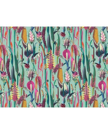 Exotic Jungle Cotton Print, Botanicals, Duck Egg