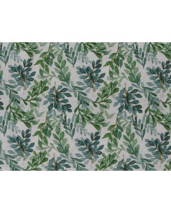 Falling Autumn Leaves Viscose Linen Print, White
