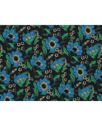 Field Blooms Polycotton Print, Navy