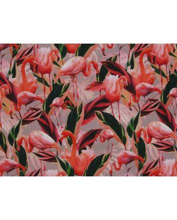 Flamingo Flock Cotton Jersey, Light Pink