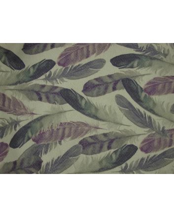 Floating Feathers Printed Curtain Fabric, Aubergine