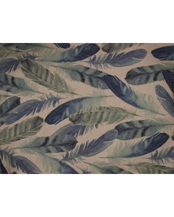 Floating Feathers Printed Curtain Fabric, Indigo
